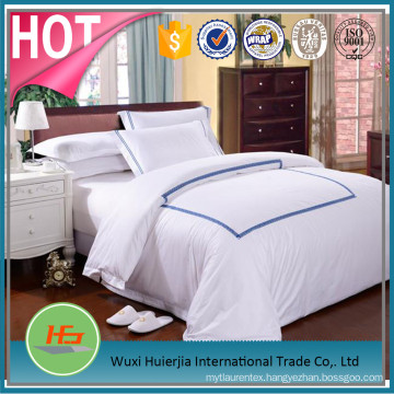 100% cotton queen size white duvet cover sets with line embroidered